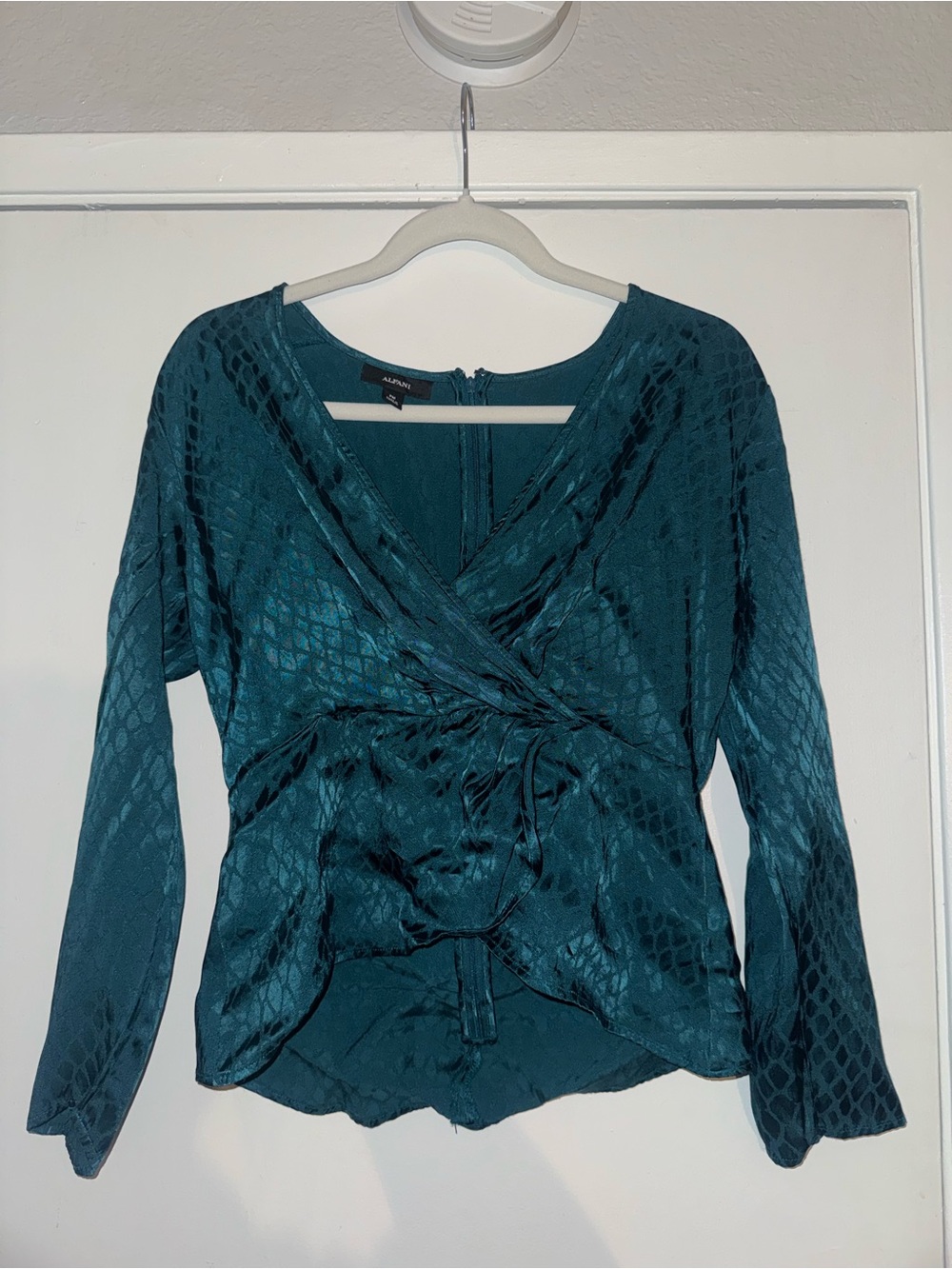 Alfani Teal Wrap-Front Blouse